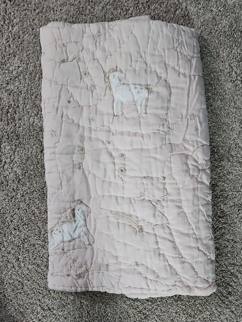 Soft Pink Quilted Unicorn Throw Blanket